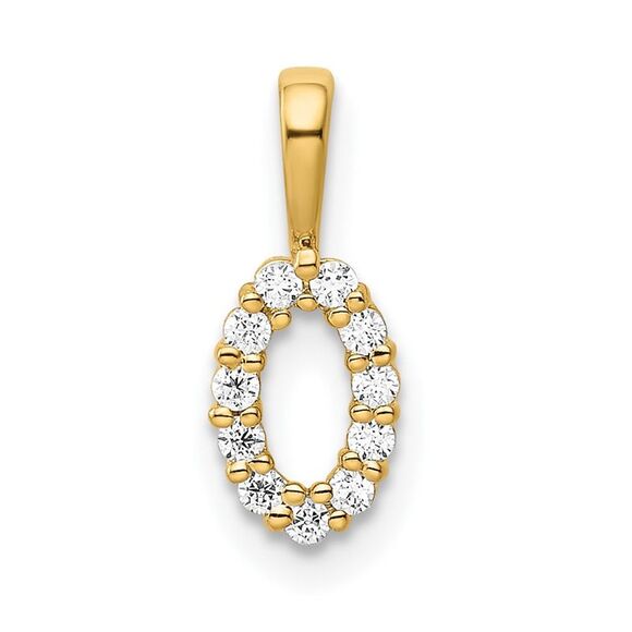 Kazi Luxury 14k Yellow Gold Diamond Number 0 Pendant